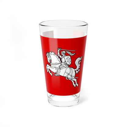Flag of the Republic of Lithuania 1930s (Lithuania) (Coat of Arms) Pint Glass 16oz