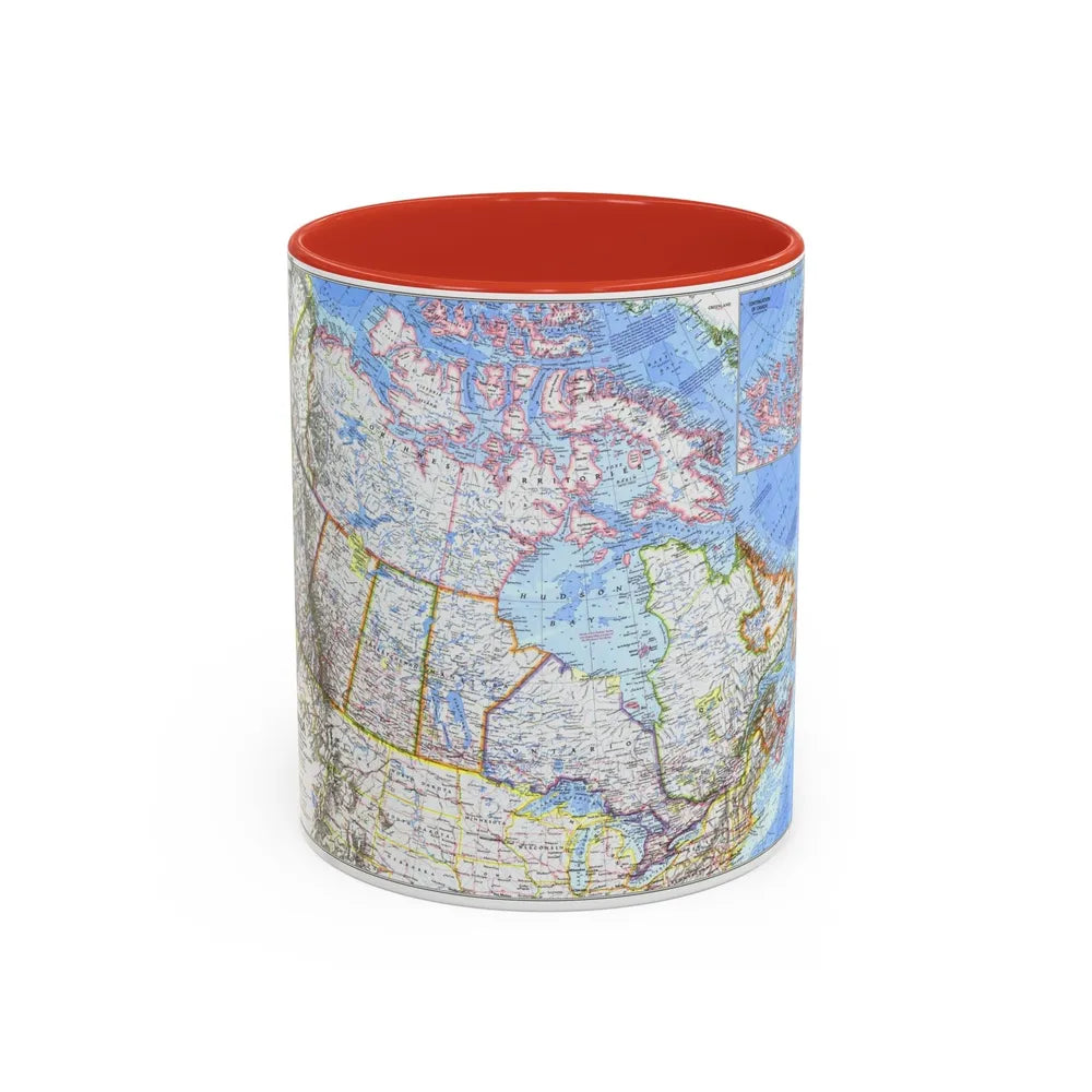 Canada (1972) (Map) Accent Coffee Mug-11oz-Red-Go Mug Yourself