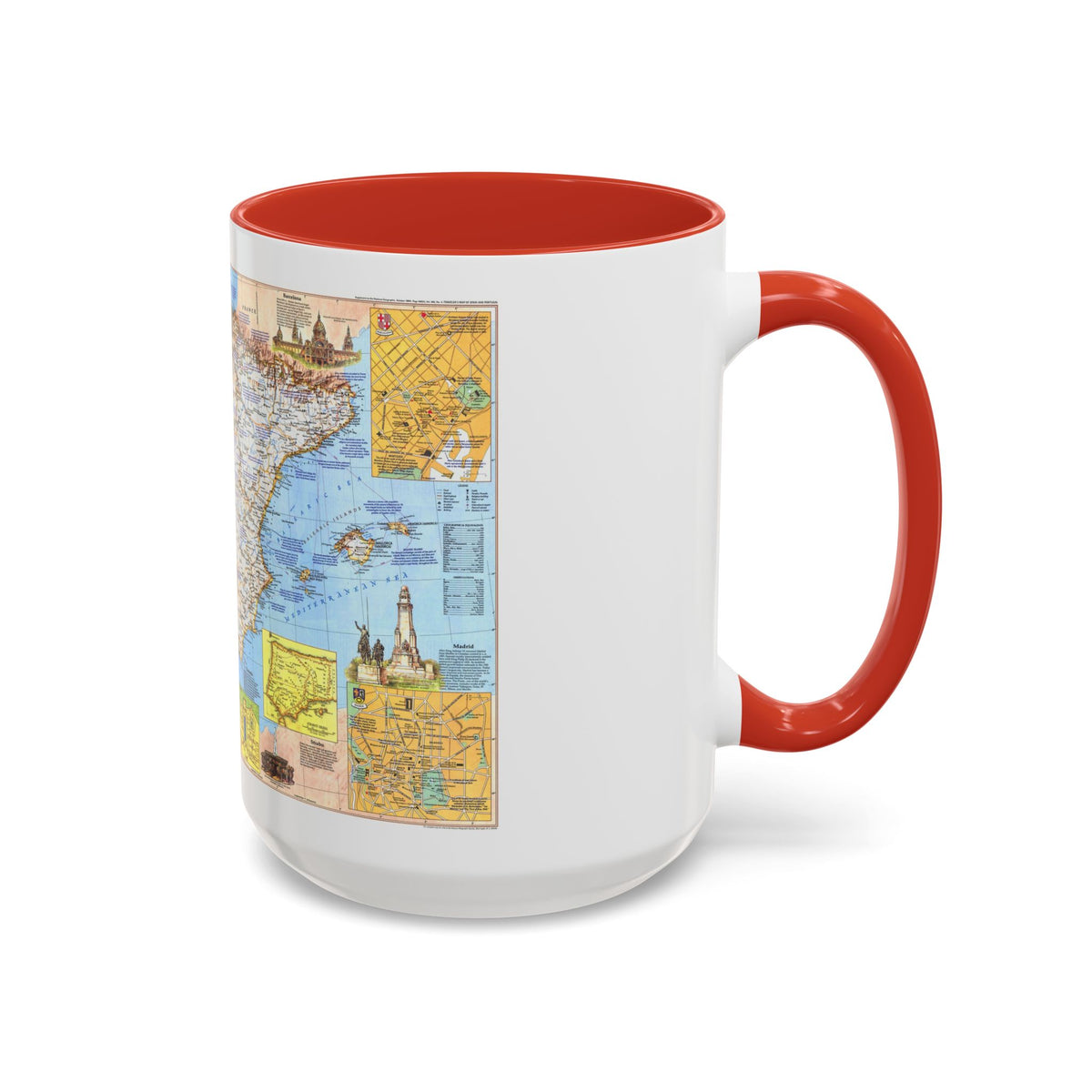 Spain and Portugal - A Traveller's Map 1 (1984) (Map) Accent Coffee Mug