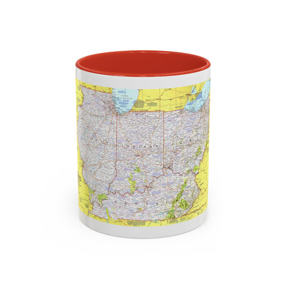 USA - Illinois, Indiana, Ohio, Kentucky 1 (1977) (Map) Accent Coffee Mug