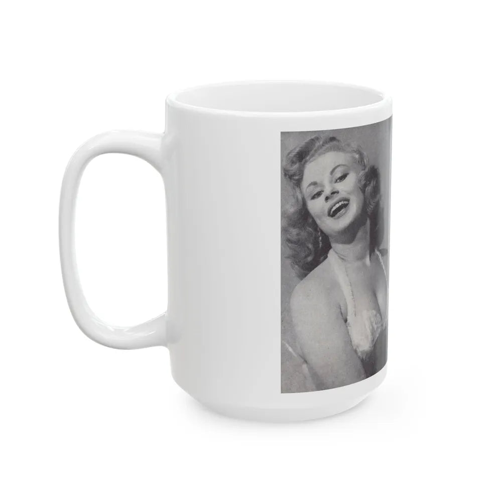 Norma Sykes #141 - 66 PHOTOGRAPHS OF Sabrina U.K. Pocket Mag. Pages 12 & 13 (Vintage Female Icon) White Coffee Mug-Go Mug Yourself