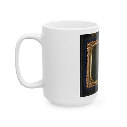 Unidentified Soldier In Union First Sergeant's Uniform And Unidentified Woman In Dress (U.S. Civil War) White Coffee Mug