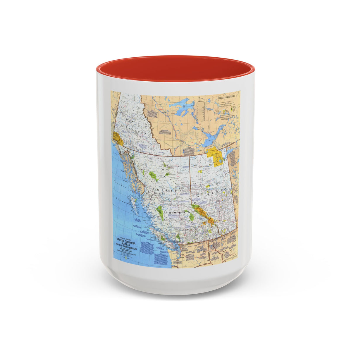 Canada - British Columbia, Alberta & Yukon (1978) (Map) Accent Coffee Mug