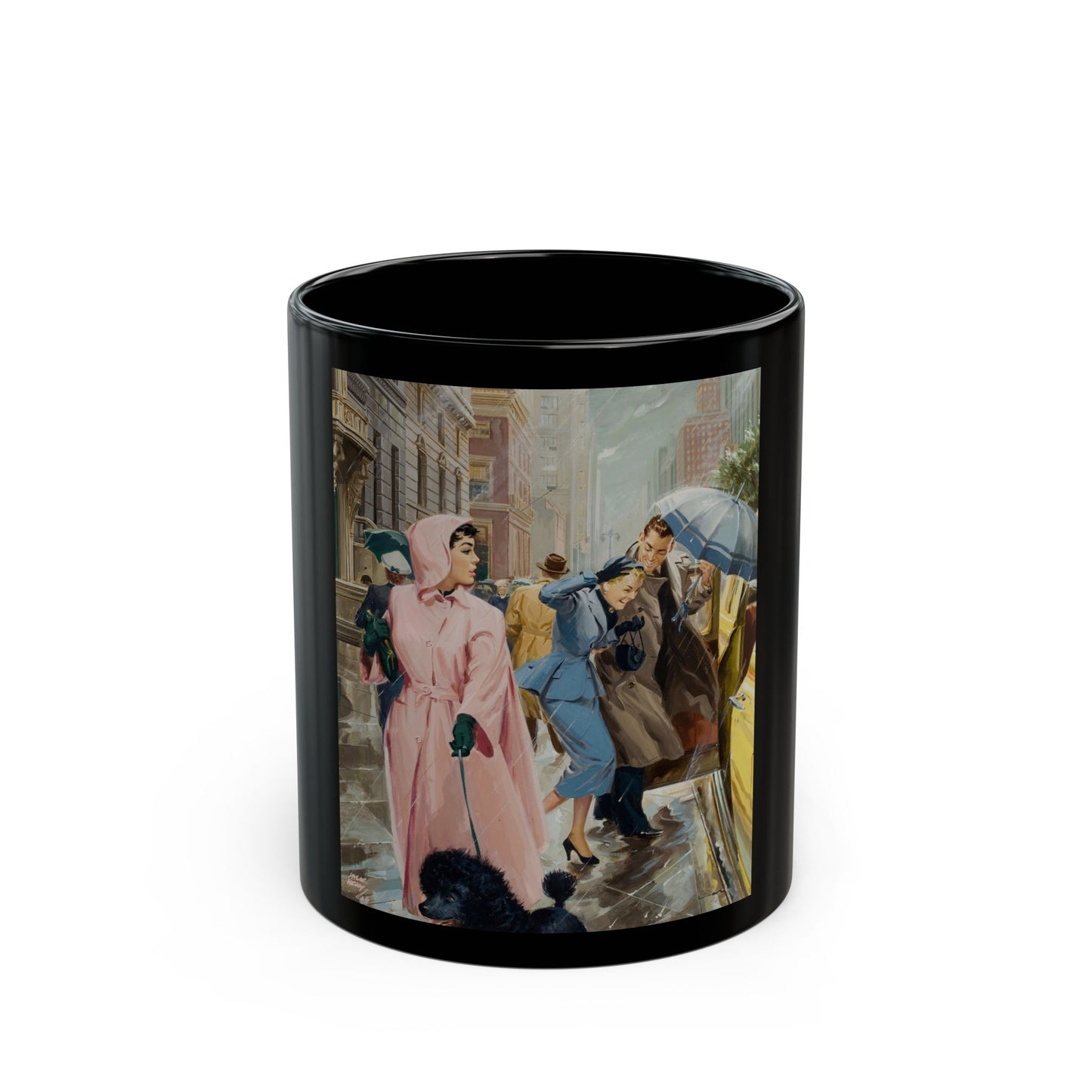 Couple in the Rain, 1954 - Black Coffee Mug-11oz-Go Mug Yourself