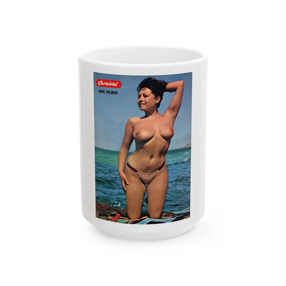 June Palmer #190 - Topless (Vintage Female Icon) White Coffee Mug-15oz-Go Mug Yourself