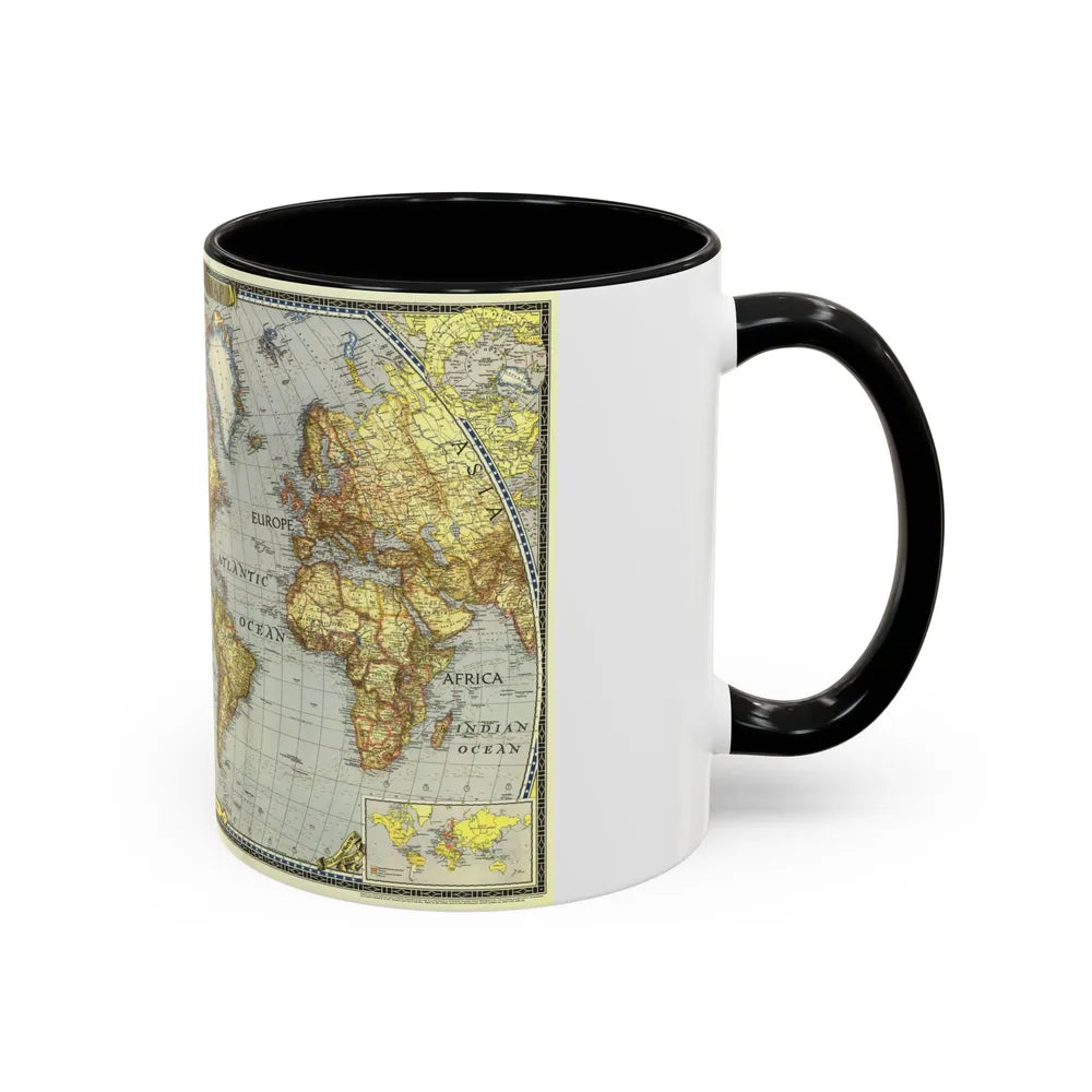 World Map (1943) (Map) Accent Coffee Mug-Go Mug Yourself