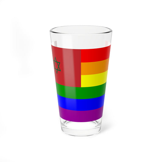 Morocco Rainbow Flag hexagram (Morocco) Pint Glass 16oz