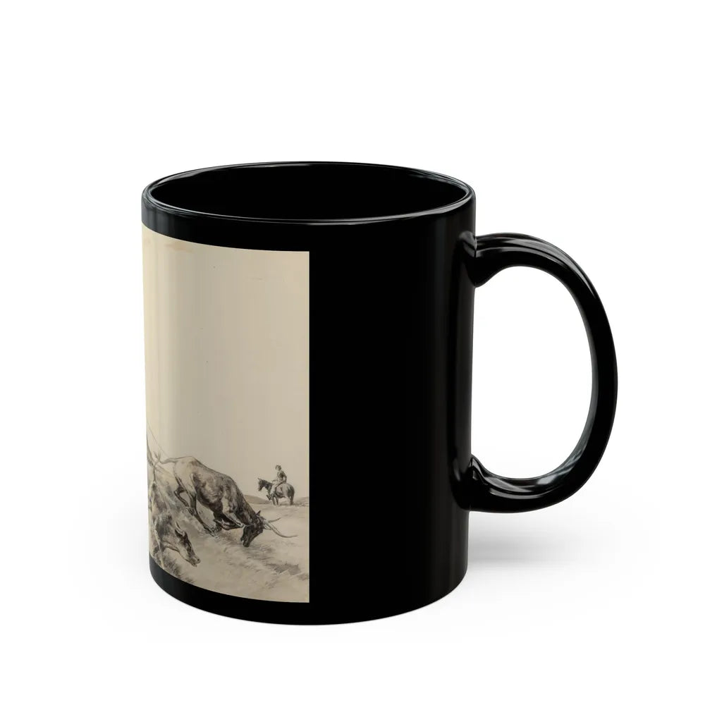 Cowboys Roping Steer - Black Coffee Mug-Go Mug Yourself