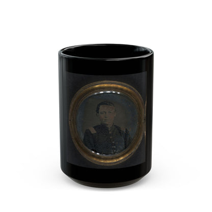 Unidentified Soldier In Union Uniform And Unidentified Woman In Dress In Locket (U.S. Civil War) Black Coffee Mug
