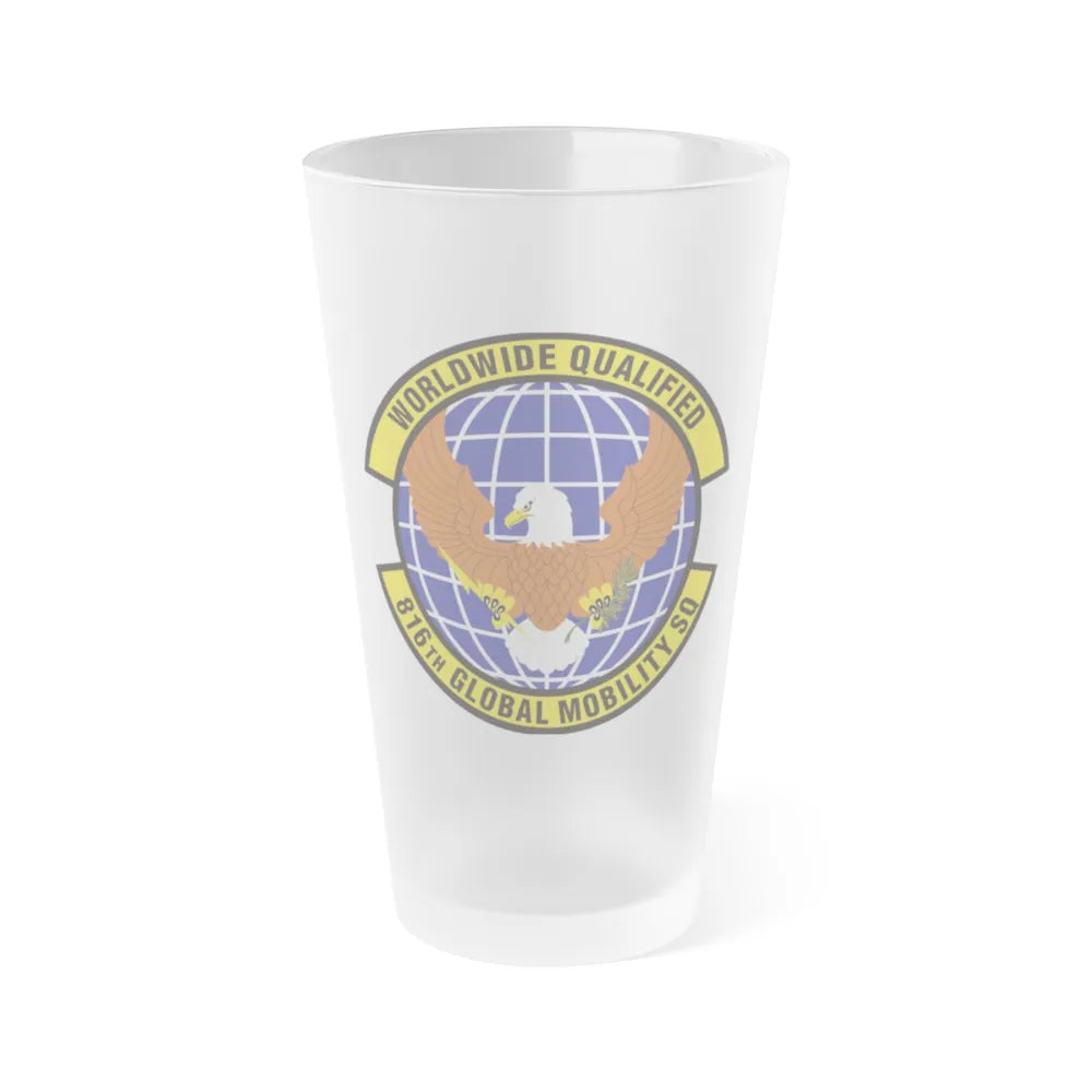 816th Global Mobility Squadron (U.S. Air Force) Frosted Pint Glass 16oz-16oz-Frosted-Go Mug Yourself