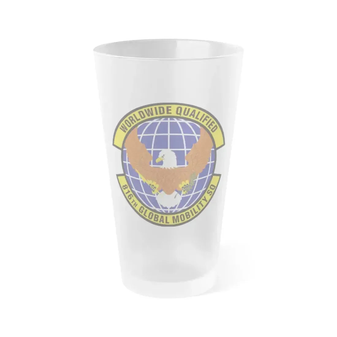 816th Global Mobility Squadron (U.S. Air Force) Frosted Pint Glass 16oz 16oz Frosted - Go Mug Yourself