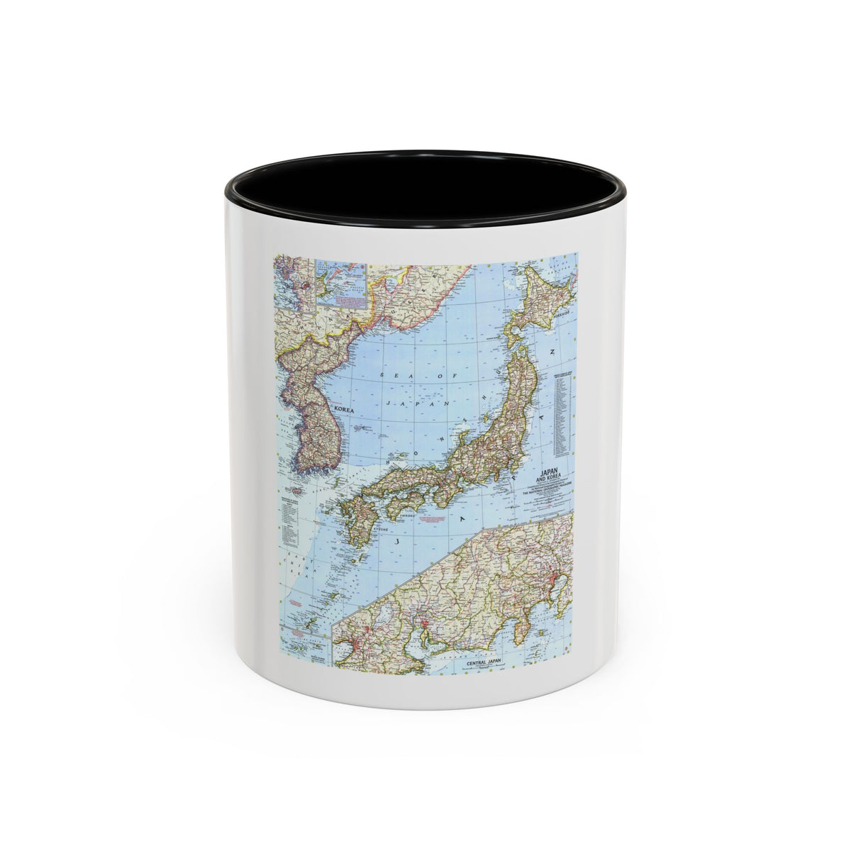 Japan and Korea (1960) (Map) Accent Coffee Mug