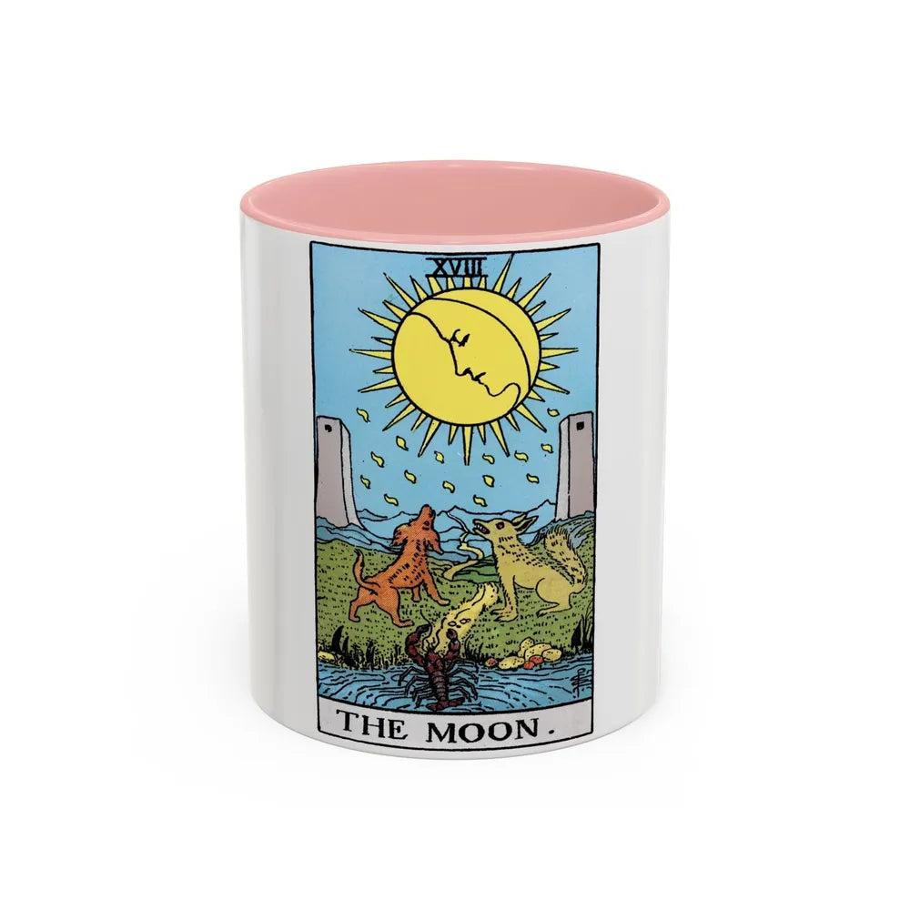 The Moon (Tarot Card) Accent Coffee Mug-11oz-Pink-Go Mug Yourself