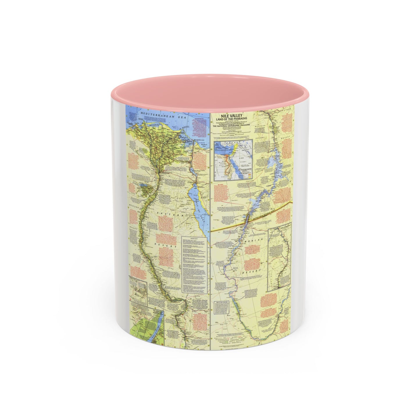 Egypt - Nile Valley, Land of the Pharaohs (1965) (Map) Accent Coffee Mug