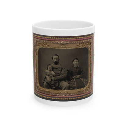 Unidentified Soldier In Confederate 1st Lieutenant's Uniform With Wife And Baby (U.S. Civil War) White Coffee Mug