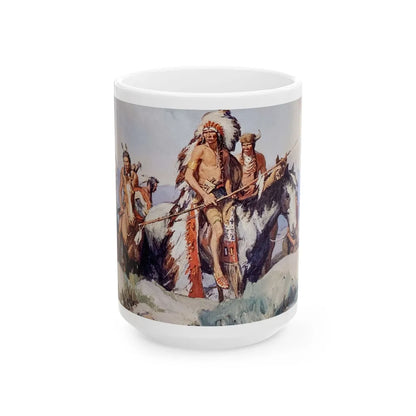 Crow Chief and Warriors, The Saturday Evening Post, November 30, 1929 - White Coffee Mug-15oz-Go Mug Yourself