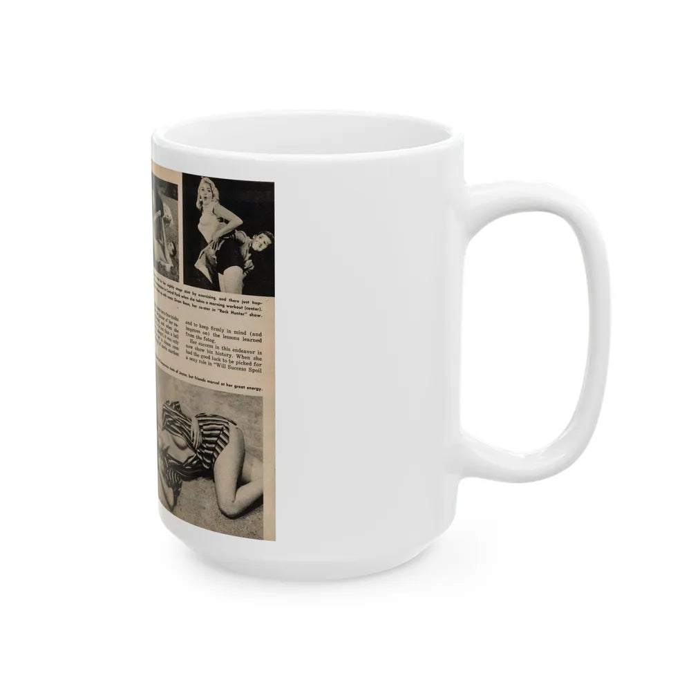 Jayne Mansfield #193 - 2 Pages, 5 B&W Photos, Captions & Article from PICTURE SCOPE January '57 (Vintage Female Icon) White Coffee Mug-Go Mug Yourself