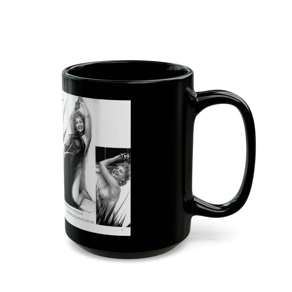 Greta Thyssen #127 - 2 Pages 5 B&W Photos from Modern Man Mag. April '57 (Vintage Female Icon) Black Coffee Mug-Go Mug Yourself