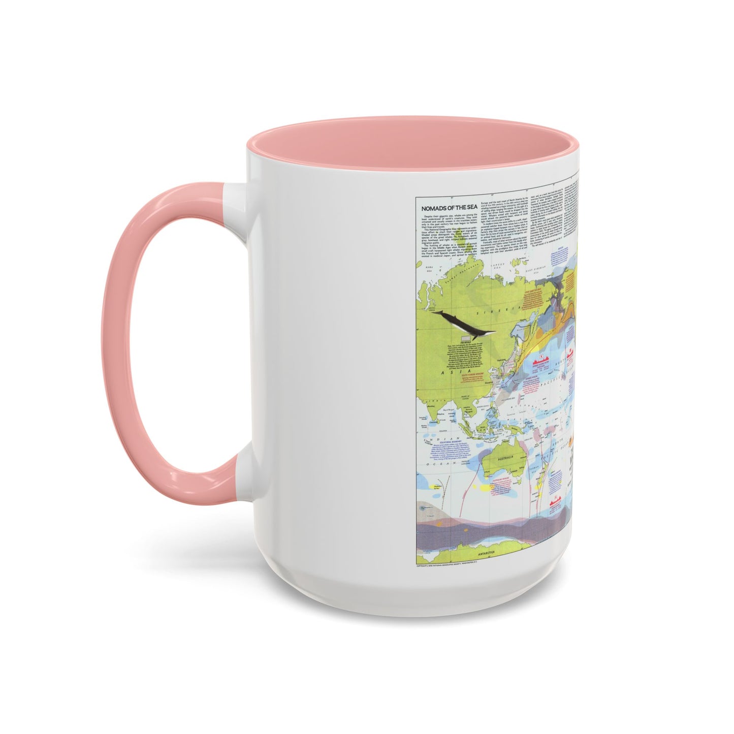 Great Whales, Migration and Range (1976) (Map) Accent Coffee Mug