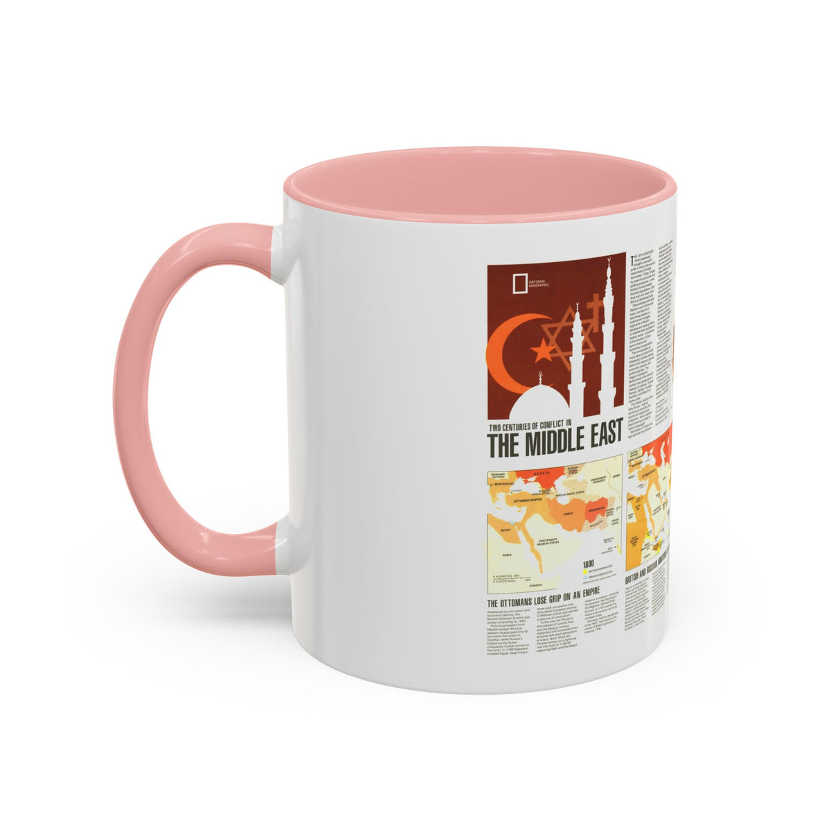 Middle East - Two Centuries of Conflict (1980) (Map) Accent Coffee Mug