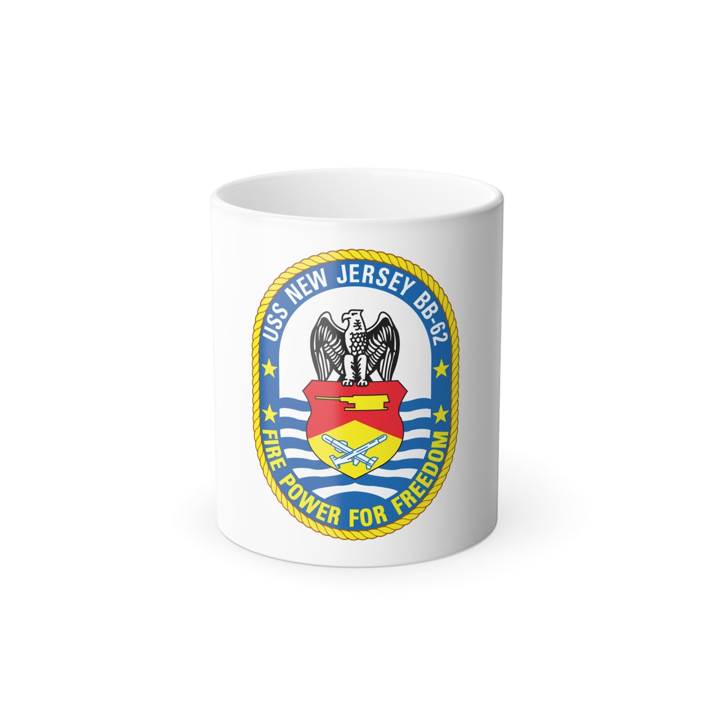 USS New Jersey BB 62 Fire Power For Freedom (U.S. Navy) Color Changing Mug 11oz