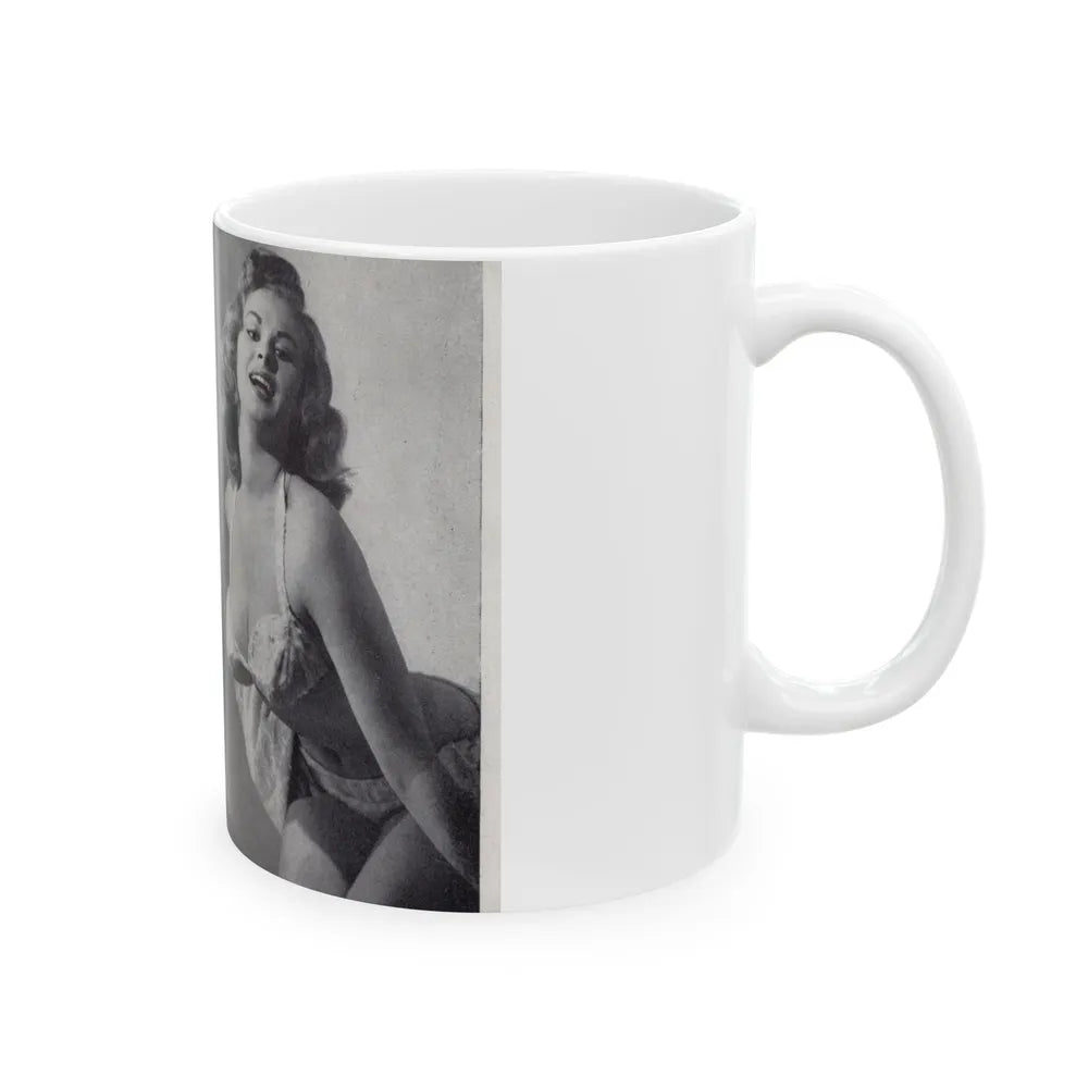 Norma Sykes #144 - 66 PHOTOGRAPHS OF Sabrina U.K. Pocket Mag. Pages 18 & 19 (Vintage Female Icon) White Coffee Mug-Go Mug Yourself