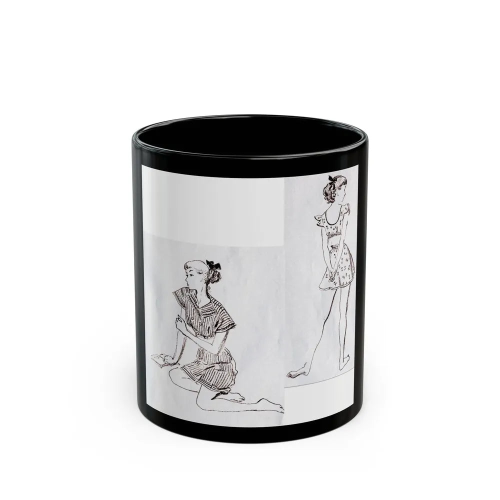 Fashion Illustrations, Junior Bazaar, 1947 - Black Coffee Mug-11oz-Go Mug Yourself