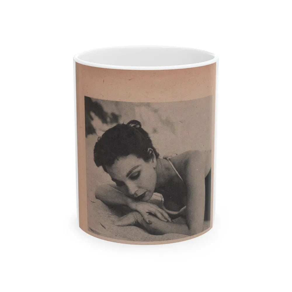 Pamela Duncan #16 - Night and Day Oversized Mag. Feb. '55 - 1 Cropped B&W Photo (Vintage Female Icon) White Coffee Mug-11oz-Go Mug Yourself