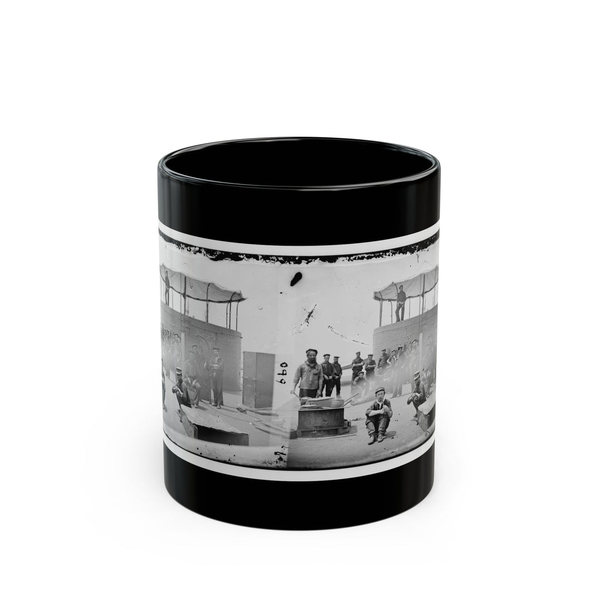 James River, Va. Sailors On Deck Of U.S.S. Monitor; Cookstove At Left (U.S. Civil War) Black Coffee Mug