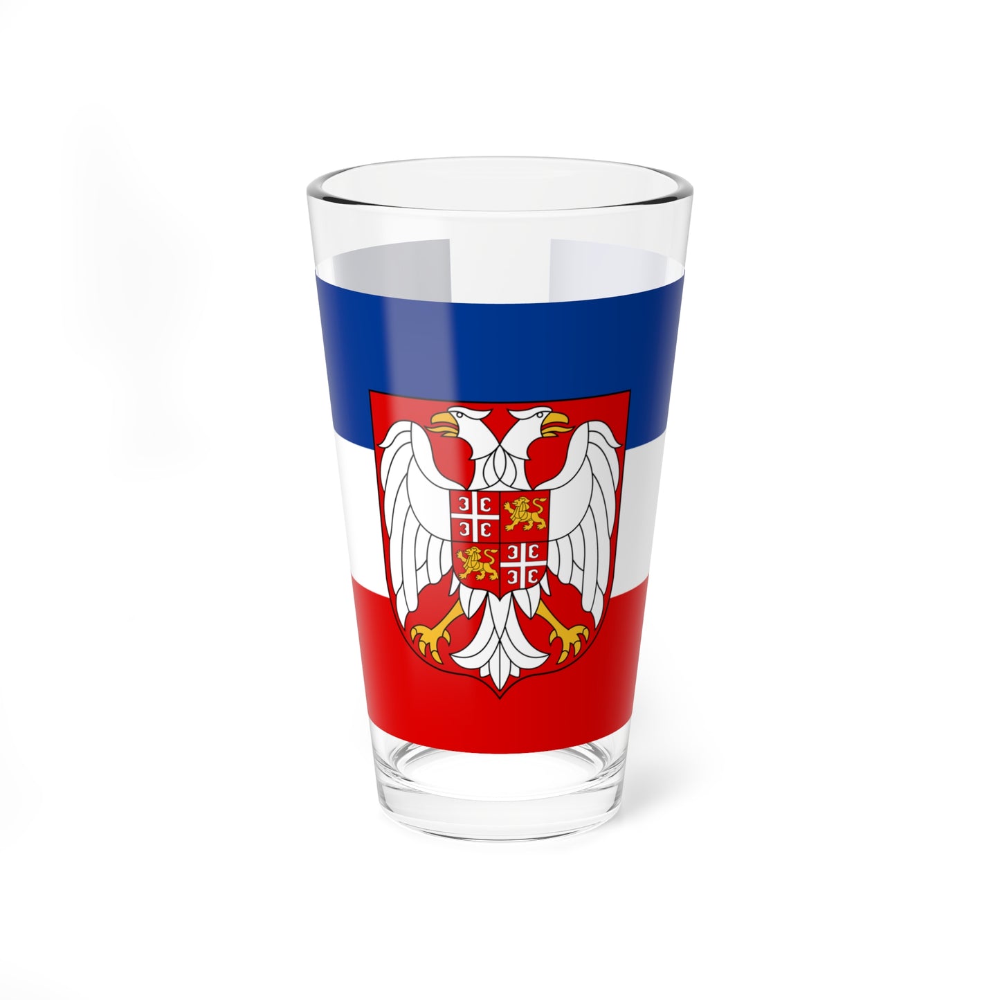 Flag of Serbia and Montenegro with coat of arms (Yugoslavia) Pint Glass 16oz