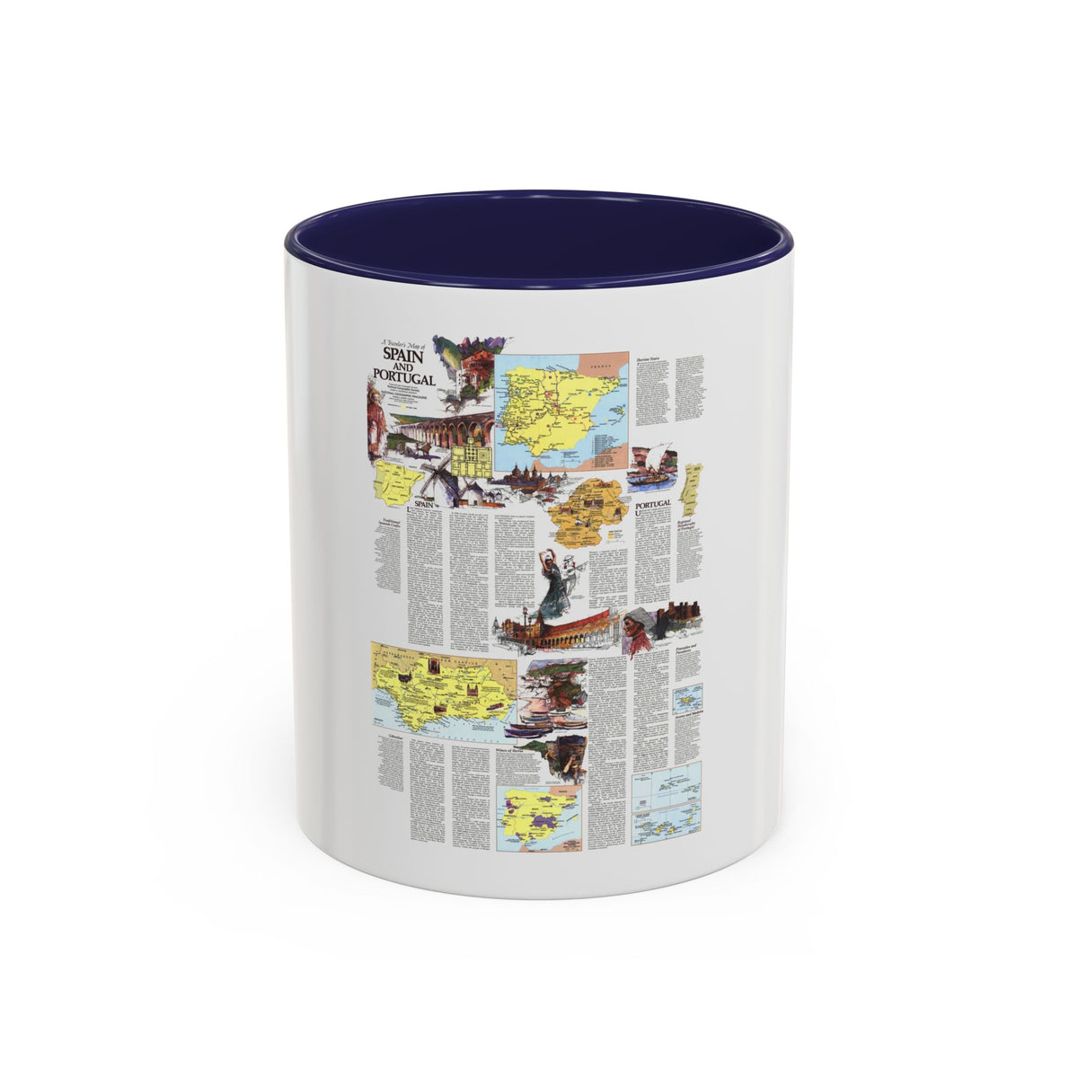 Spain and Portugal - A Traveller's Map 2 (1984) (Map) Accent Coffee Mug
