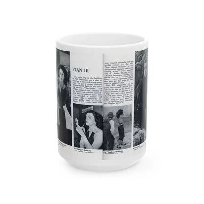 Faith Domergue #231 - [Pages 66 & 67] Pages 9 & 10 of 14+4 B&W Photos & Long Article on her from Pageant Digest Mag. April '51 (Vintage Female Icon) White Coffee Mug-15oz-Go Mug Yourself