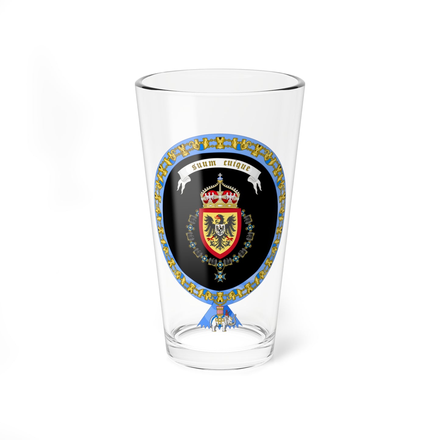 Coat of Arms of Wilhelm German Crown Prince Order of the Elephant Variant (Denmark) (Coat of Arms) Pint Glass 16oz