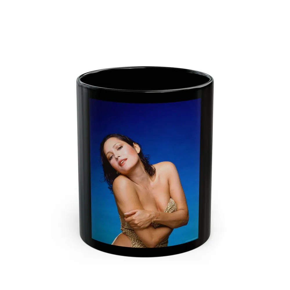 Barbara Carrera #56 (Vintage Female Icon) Black Coffee Mug-11oz-Go Mug Yourself