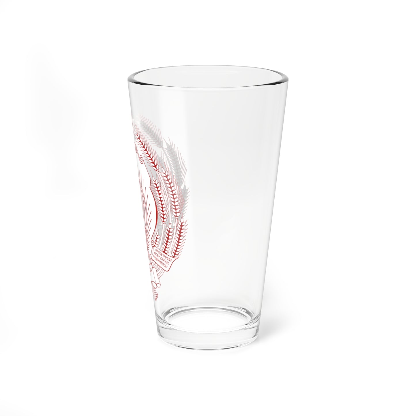 Emblem of the Ukrainian SSR printed version FireBrick (Soviet Union) (Coat of Arms) Pint Glass 16oz