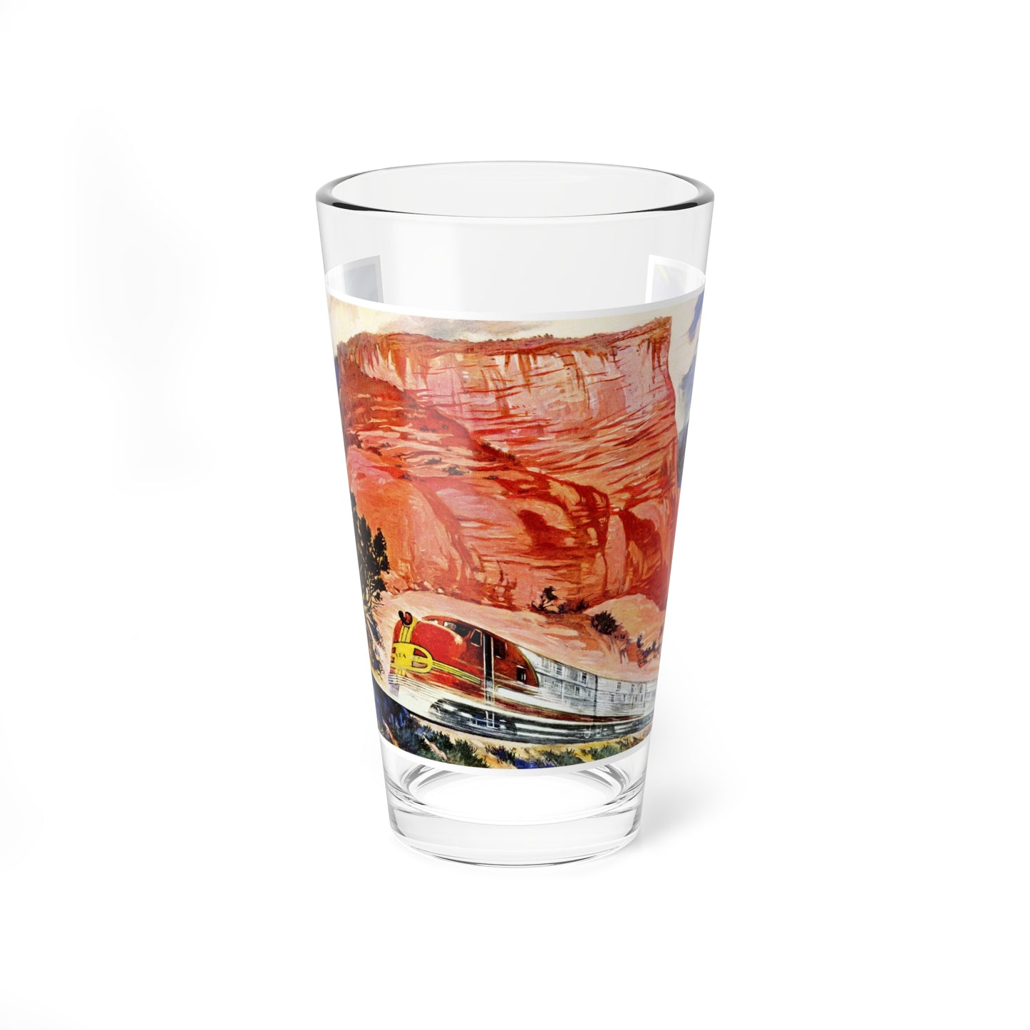 Like An Arrow, the Streamlined Super Chief Flashes Through the Country of the Navaho, 1943 - Pint Glass 16oz