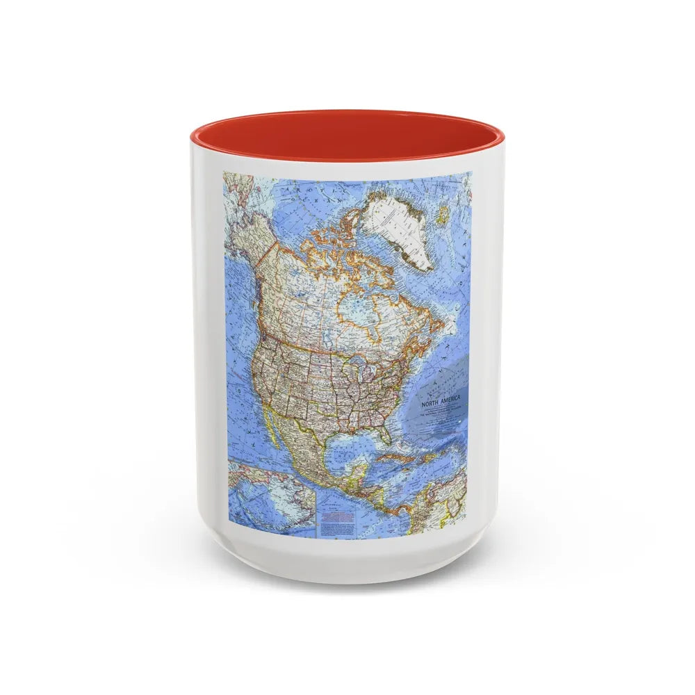 North America (1964) (Map) Accent Coffee Mug-15oz-Red-Go Mug Yourself