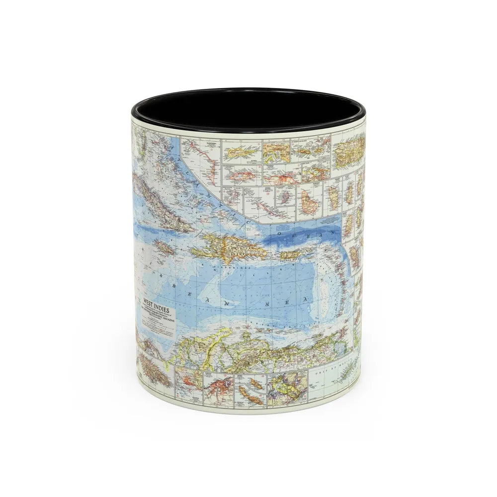 West Indies (1954) (Map) Accent Coffee Mug-11oz-Black-Go Mug Yourself