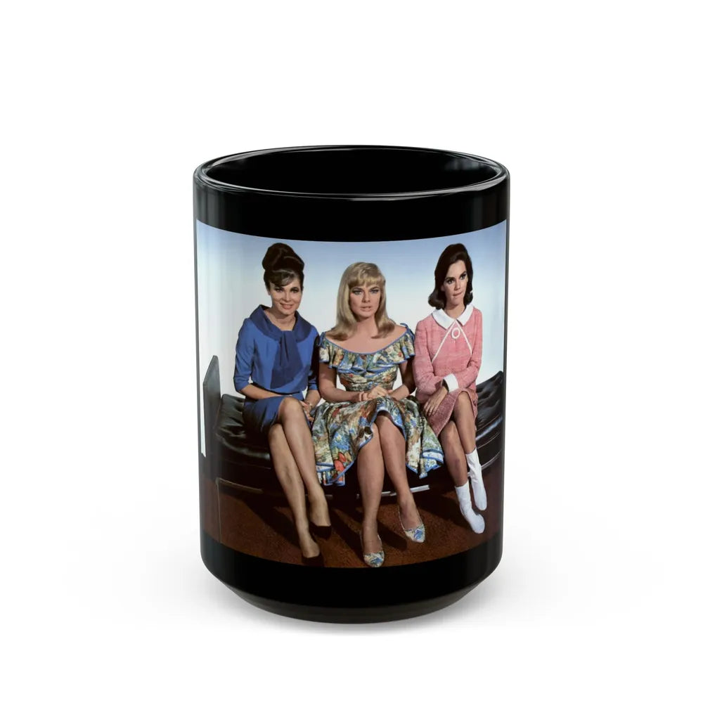 Gila Golan #123 - Gila with Leslie Parrish & 1 other Three On A Couch '66 Promo Photo (Vintage Female Icon) Black Coffee Mug-15oz-Go Mug Yourself