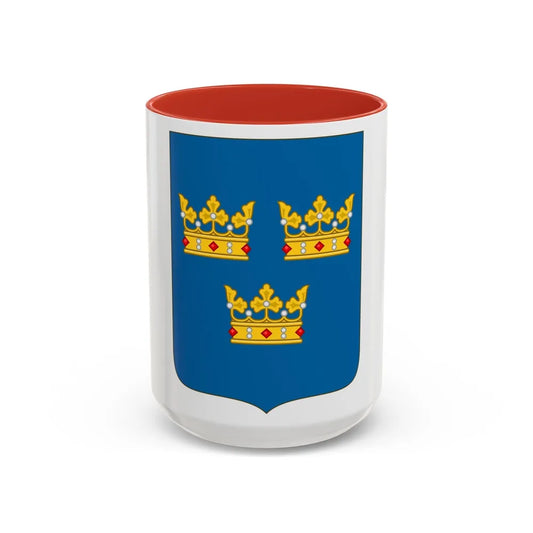 Shield of arms of Sweden - Accent Coffee Mug-15oz-Red-Go Mug Yourself