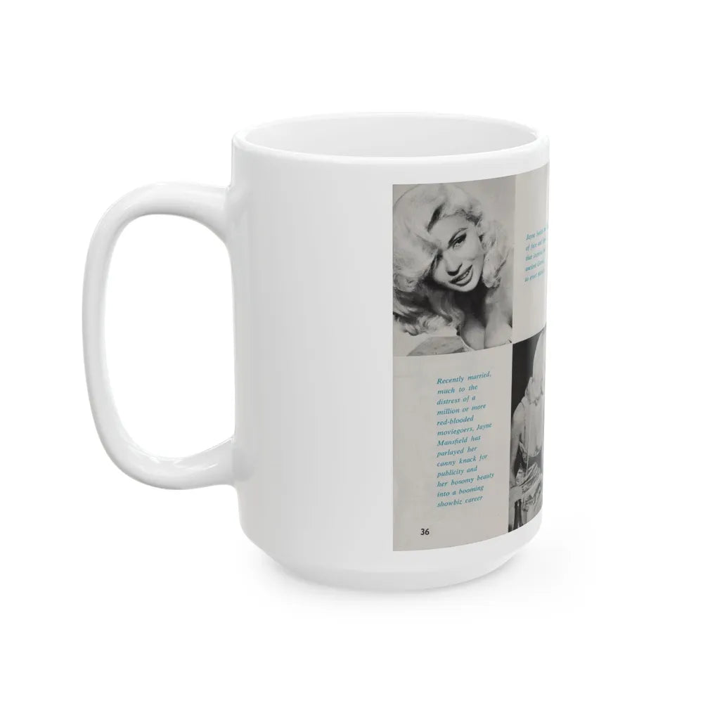 Jayne Mansfield #149 - Pose! Pocket Mag. July '58 - 4 B&W Photos (Vintage Female Icon) White Coffee Mug-Go Mug Yourself