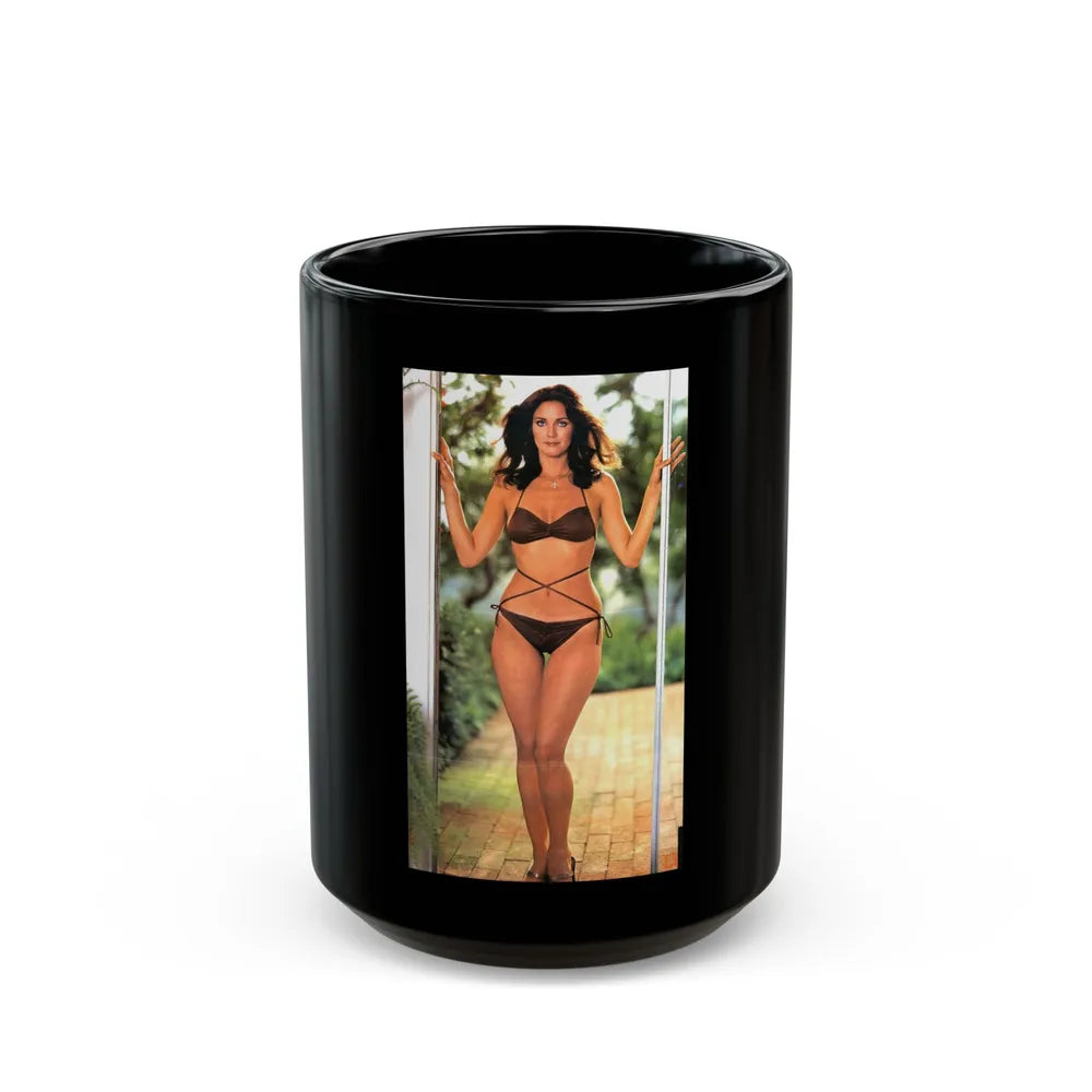 Lynda Carter #153 2 (Vintage Female Icon) Black Coffee Mug-15oz-Go Mug Yourself