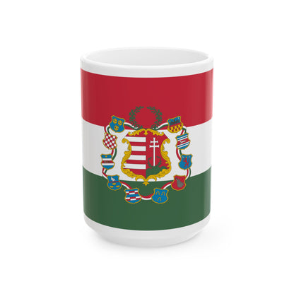 Flag of Hungary with great coat of arms 1849 (Hungary) White Coffee Mug