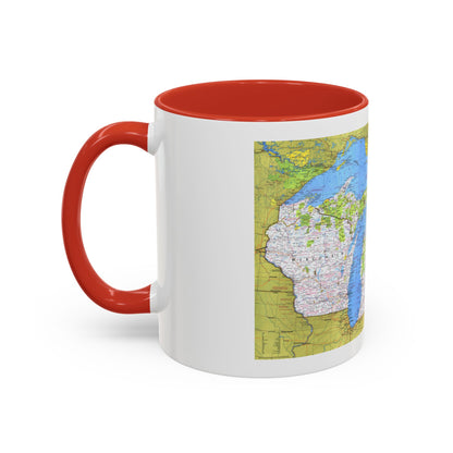 USA - Wisconsin, Michigan ,Great Lakes 1 (1973) (Map) Accent Coffee Mug