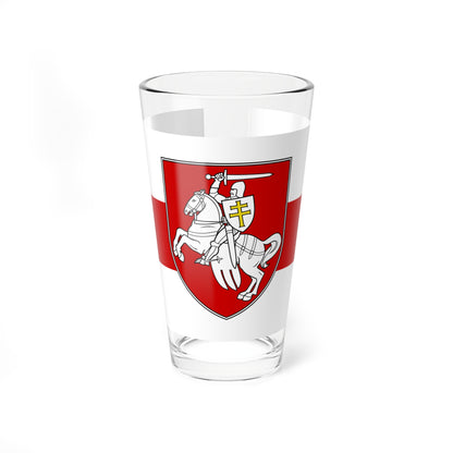 Flag of Belarus w-r-w with Arms 2020 (Belarus) (Coat of Arms) Pint Glass 16oz