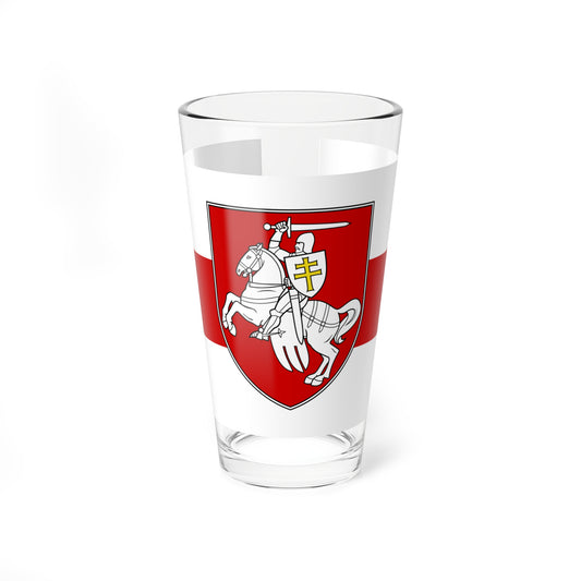 Flag of Belarus w-r-w with Arms 2020 (Belarus) (Coat of Arms) Pint Glass 16oz