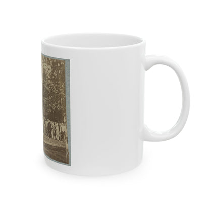 Group Of Soldiers, Some In Uniform And Some With Crutches, Pose In Front Of The Woods Possibly In Pennsylvania (U.S. Civil War) White Coffee Mug