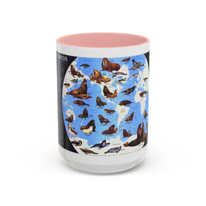 Pinnipeds Around the World (1987) (Map) Accent Coffee Mug