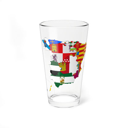 Flag-map of Spain subdivisions (Spain) Pint Glass 16oz