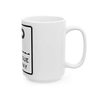 Ponquogue Cswy Shield (New York) (Road Sign) White Coffee Mug